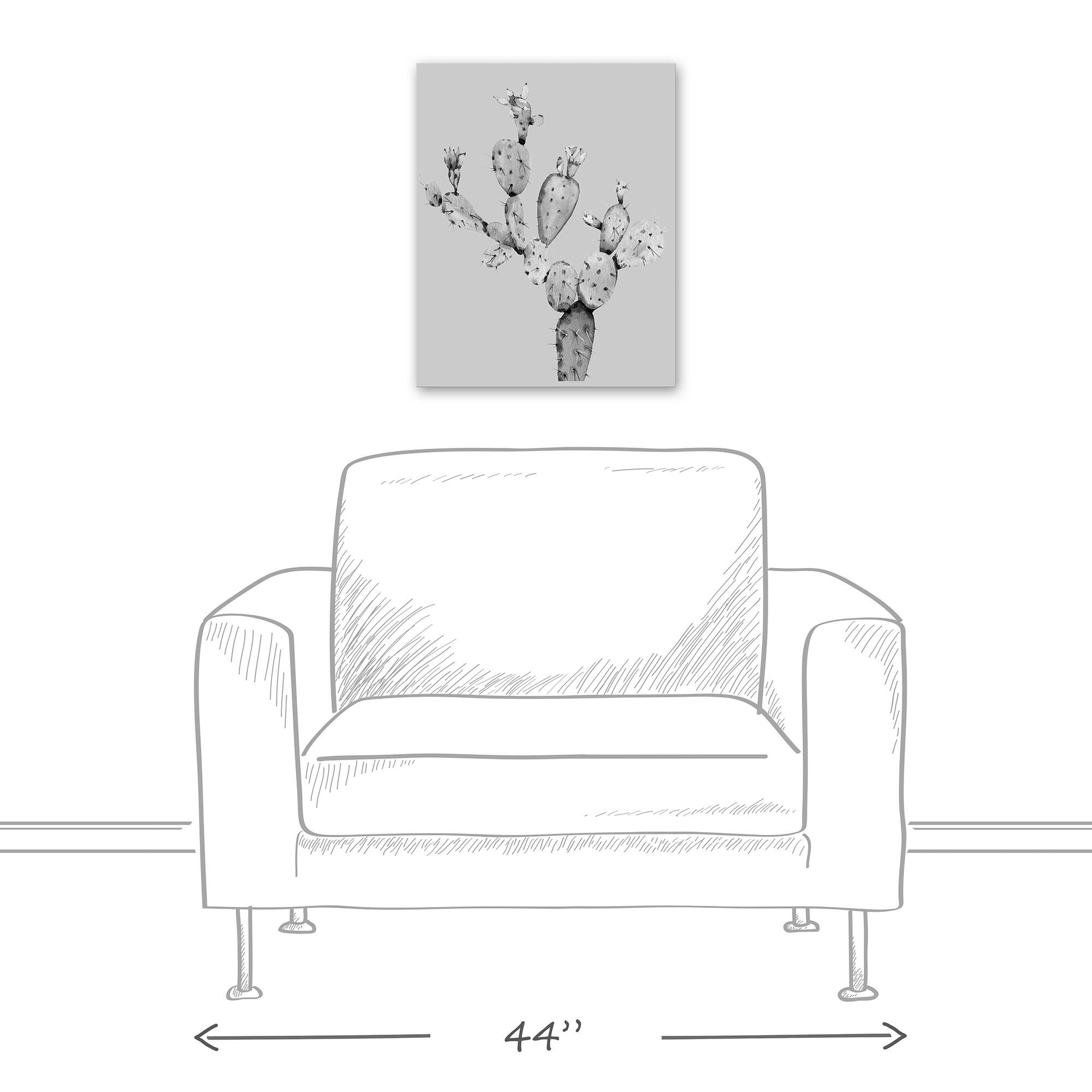 Black White Cactus 16" x 20" Canvas Wall Art